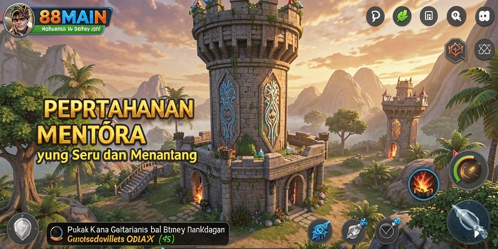 Tangkapan layar 88MAIN menunjukkan aksi intens dari gameplay Tower Defense.