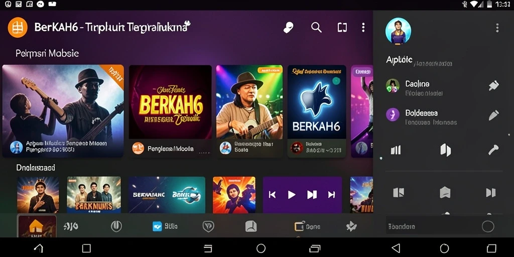 Tampilan gameplay interaktif dalam aplikasi musik BERKAH6.
