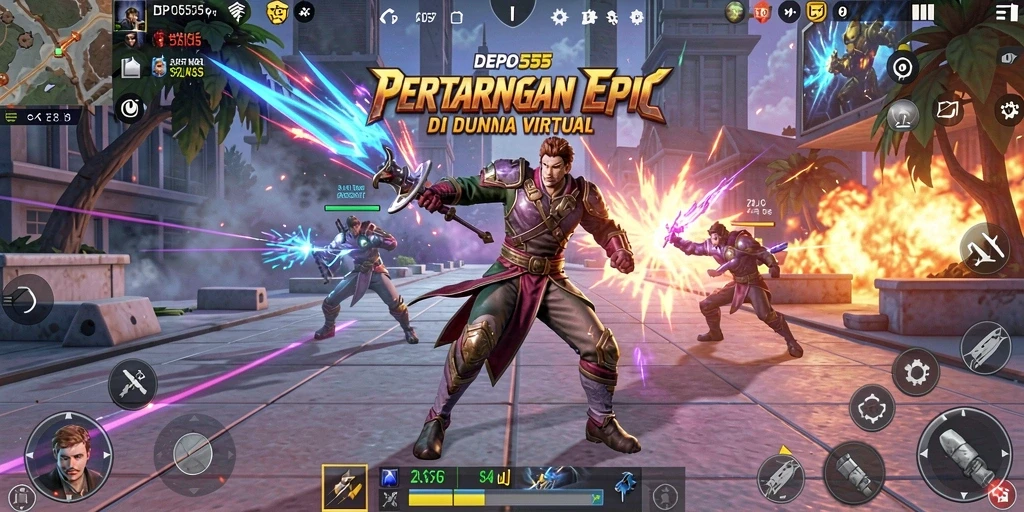 Tampilan gameplay menarik dari DEPO555 dengan pertarungan yang intens.