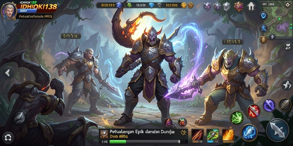 Tampilan gameplay <strong>IDRHOKI138</strong> dengan pertempuran seru dan grafis menawan.