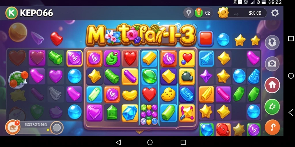 Tampilan gameplay Match-3 yang seru dan menghibur.