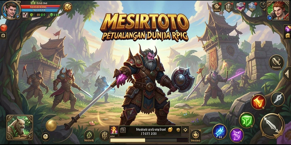 Screenshot gameplay MESIRTOTO menampilkan pertarungan epik dengan karakter yang kuat.