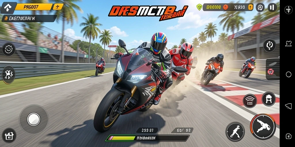 Gameplay PRG007 yang seru dengan lintasan balap yang menantang.