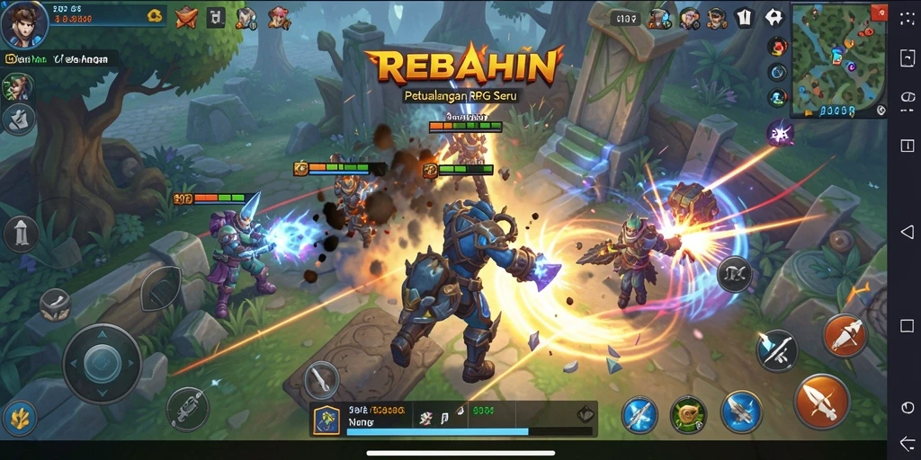 Tampilan gameplay seru di dunia fantasi REBAHIN.