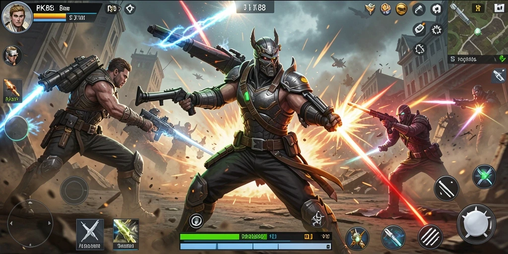 Gambaran aksi mendebarkan dalam gameplay RK88.