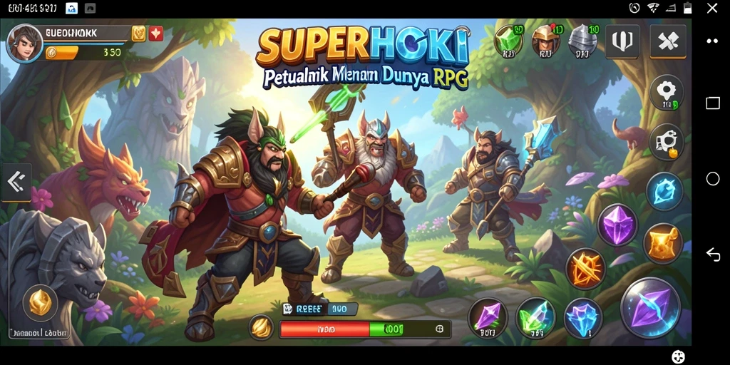 Tampilan gameplay mendebarkan dalam petualangan RPG di SUPERHOKI.