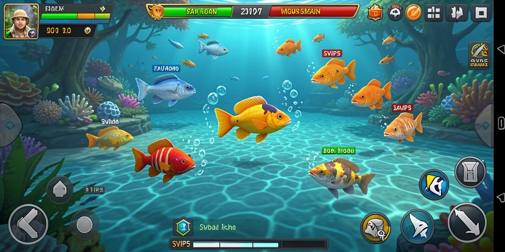 Tampilan gameplay menegangkan dalam SVIP5 saat berburu ikan.
