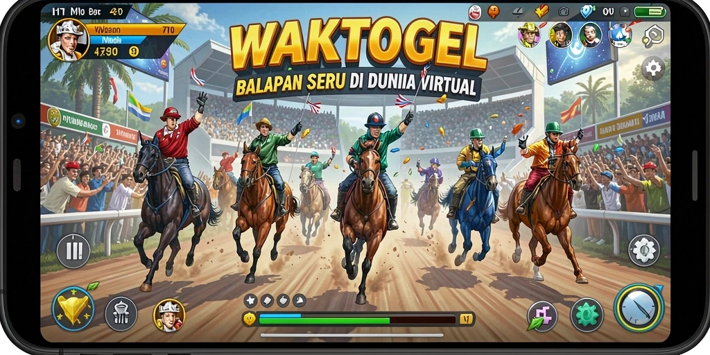 Tangkapan layar utama WAKTOGEL menunjukkan gameplay balap yang mendebarkan.